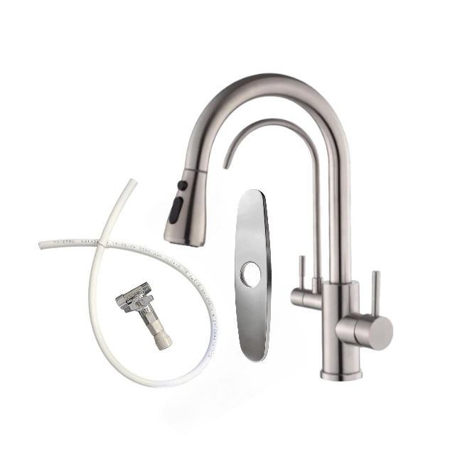 2 in 1 Kitchen Faucet Kit-Brushed Nickel - Enagic Kangen Water