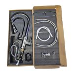 Upgrade your kitchen with our sleek 2-in-1 faucet, featuring an integrated filter and a versatile pull-down sprayer. The 18-inch hose and multiple spray settings make cleaning effortless, while the dual handle design ensures easy operation. Includes a sink hole cover plate and clamps for hassle-free installation with your Kangen Water machine. Made from lead-free solid brass with a Polished chrome finish for durability and style.